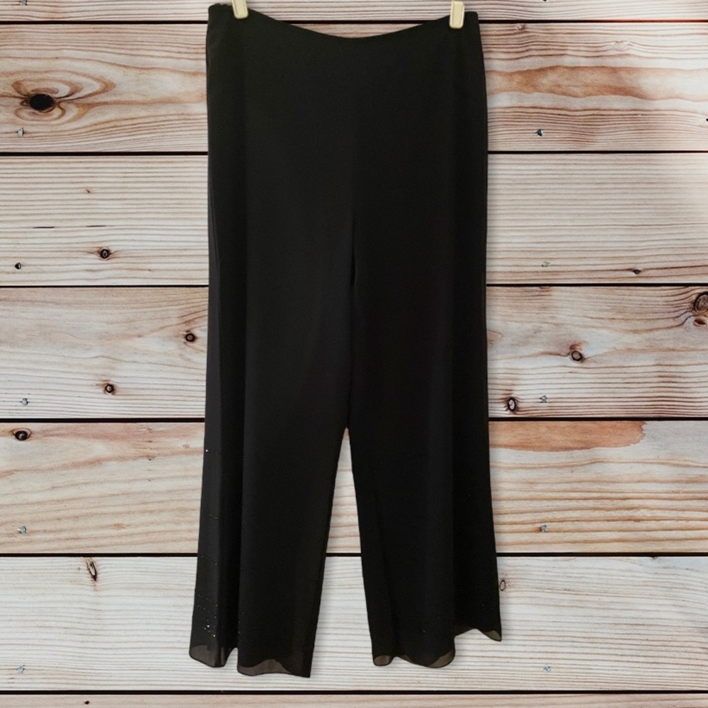 Sandra Darren Black Beaded Dress Palazzo Pants - Picture 2 of 13